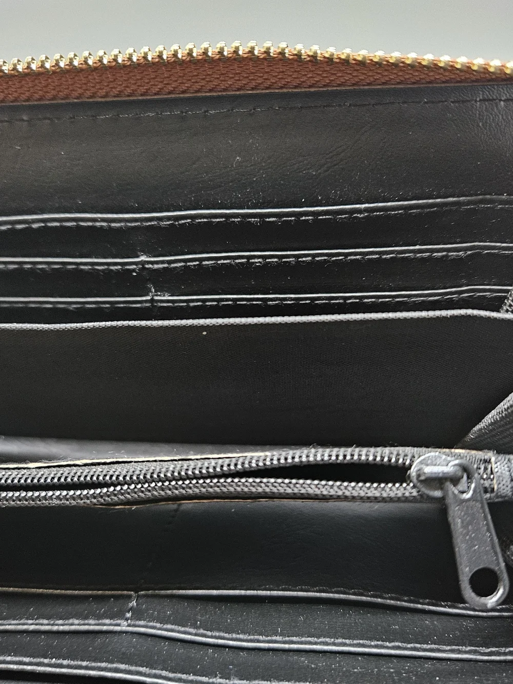 Women's Football Zip Around Wallet Clutch Brown Faux Leather Game Day Organizer